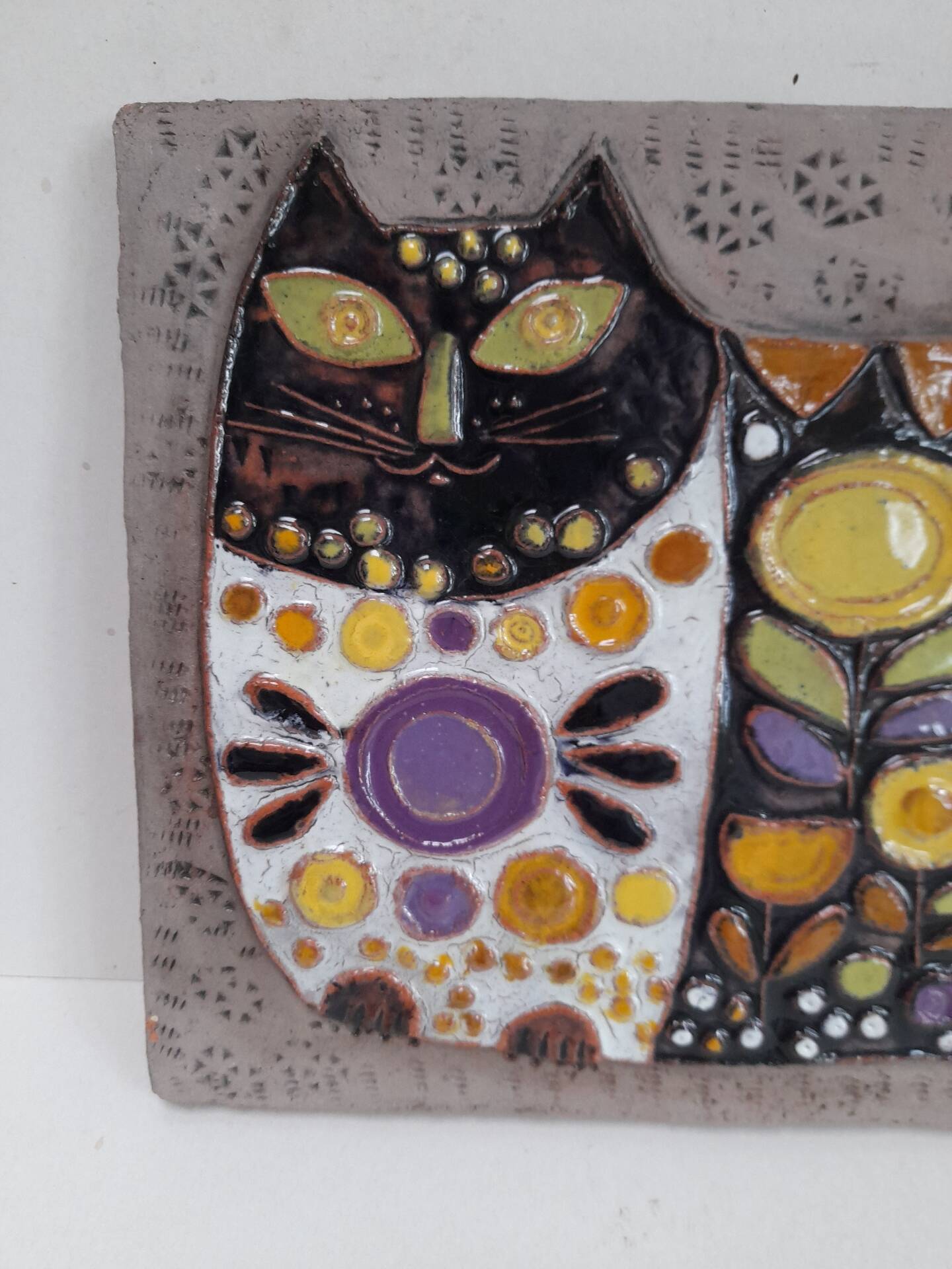 Large wall ceramic Cat by Renate Rhein