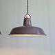 Set of 3 industrial pendant lights in anthracite enameled sheet metal