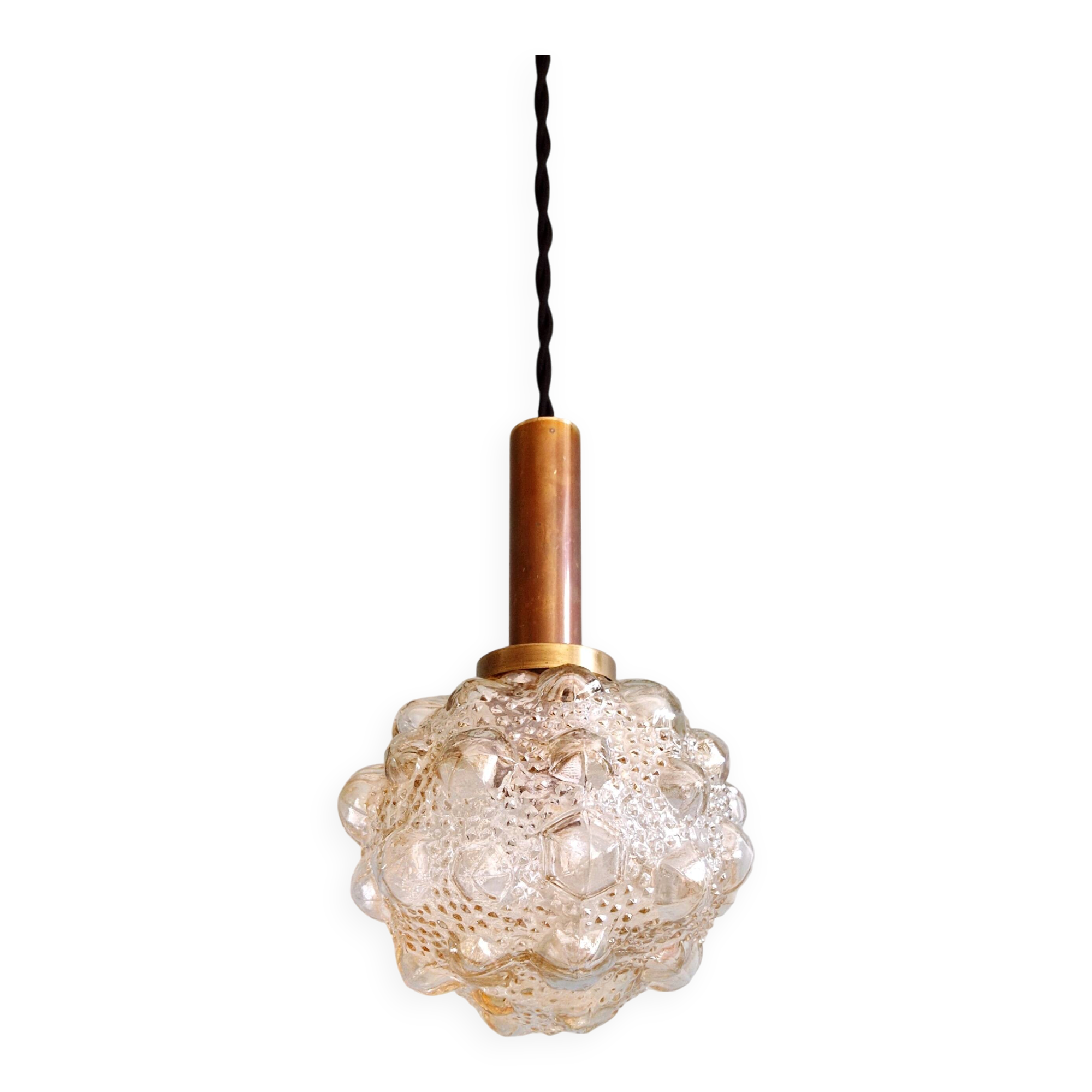 Amber bubble glass pendant (5 available), Helena Tynell, 1970