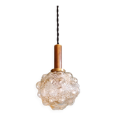 Suspension en verre bullé ambré (5 disponibles), Helena Tynell, 1970