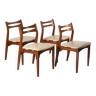 Set of 4 teak and leather dining chairs, Denmark, 1960s