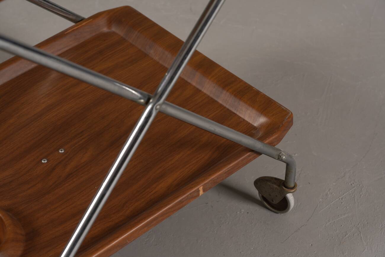 Chariot de bar vintage en aluminium et plastique, Italie années 1970