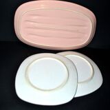 Asparagus set: 2 plates + asparagus dish in antique earthenware