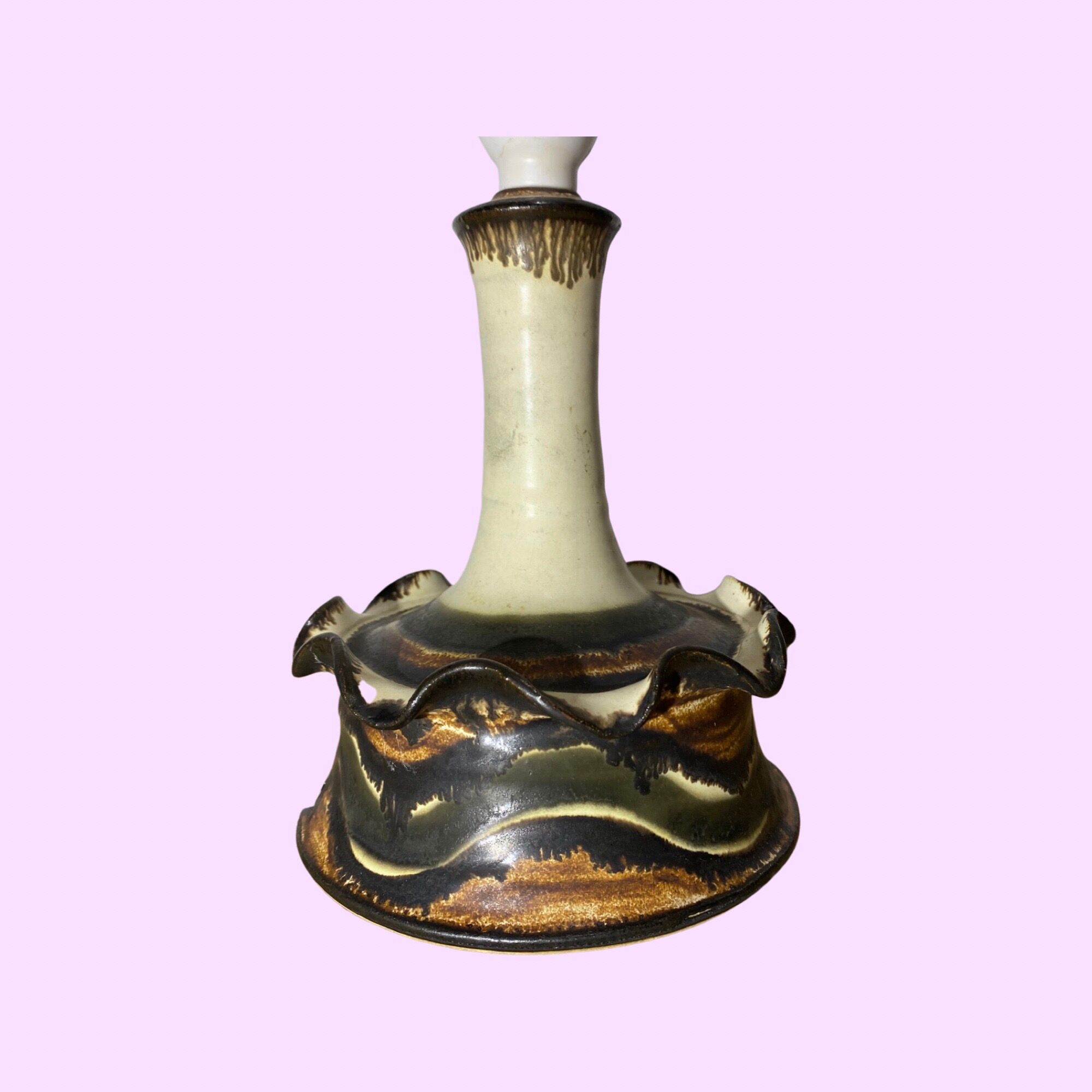 70s jette helleroe table lamp - danish pottery artist - handmade in denmark - vintage ceramic light