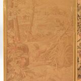 Paravent à 3 panneaux avec tapisserie à décor de scènes de paysages