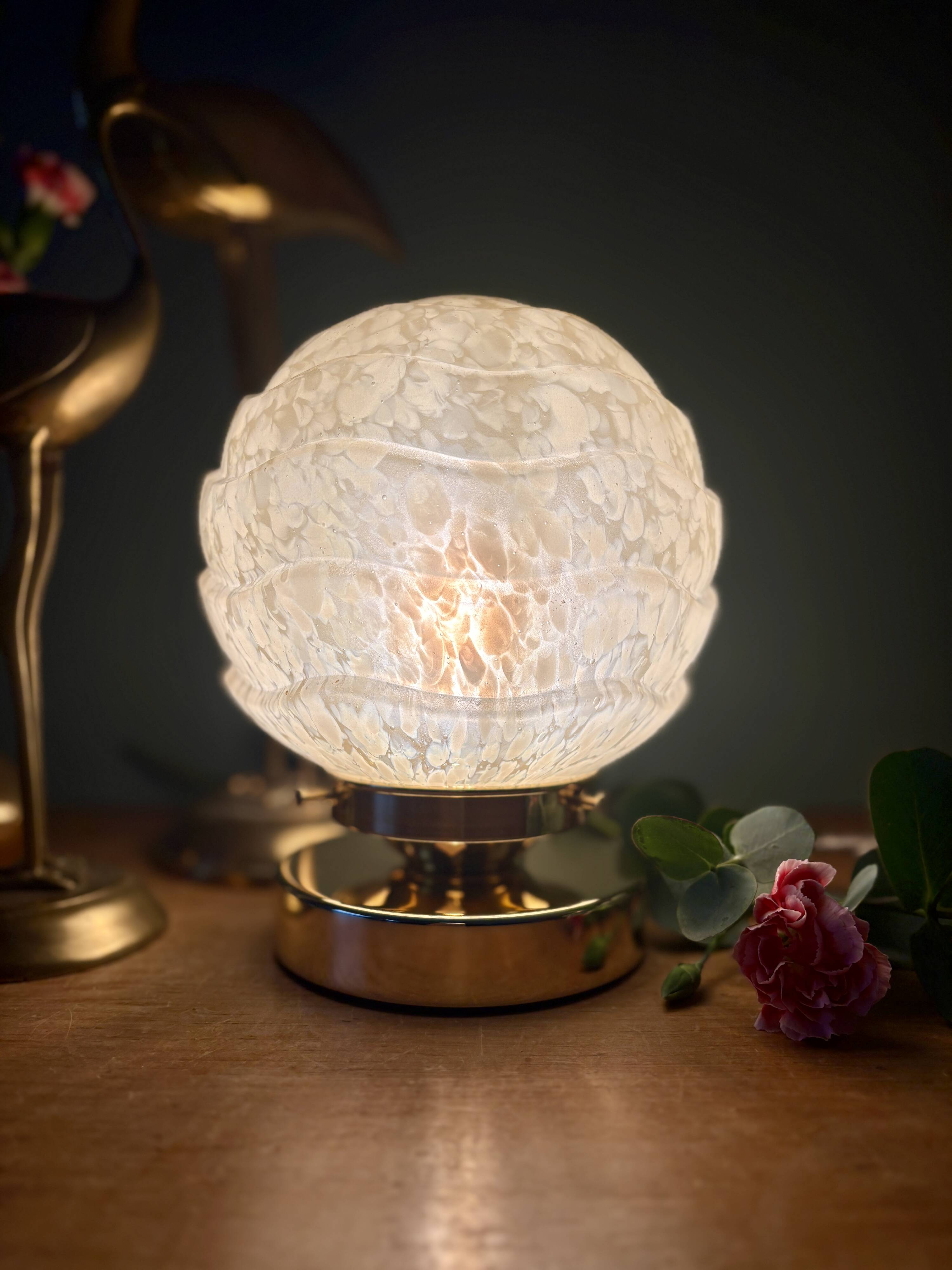 Vintage Art Deco globe lamp in yellow Clichy glass