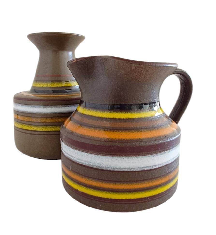 Bitossi Ceramic Vase and Pitcher Set by Aldo Londi, Handmade in Italy
