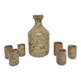 Set service glasses and bottle in pyrite stoneware