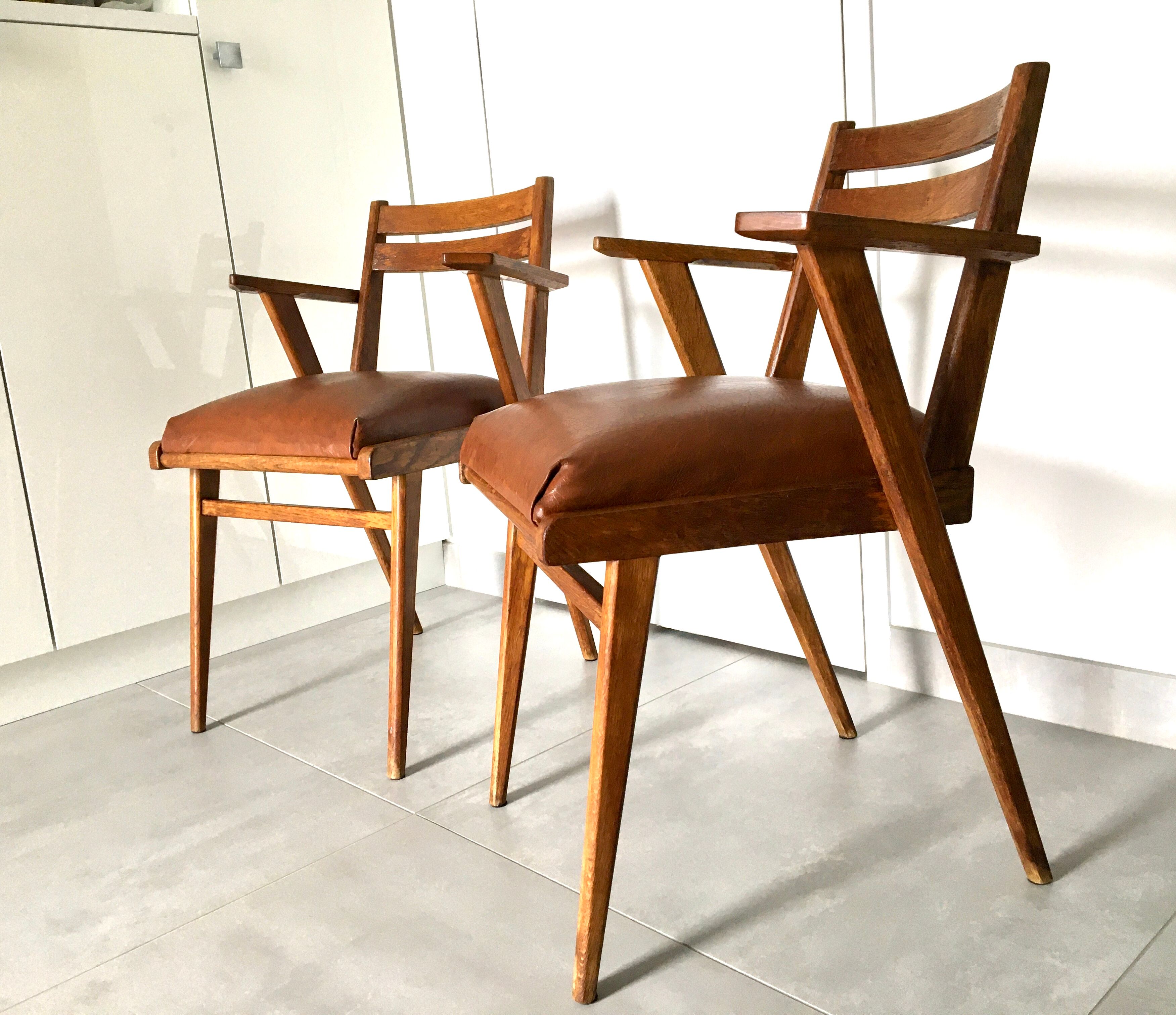 Pair of bridge armchairs 60s