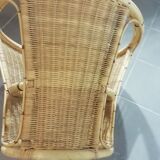 Vintage rattan round coffee table
