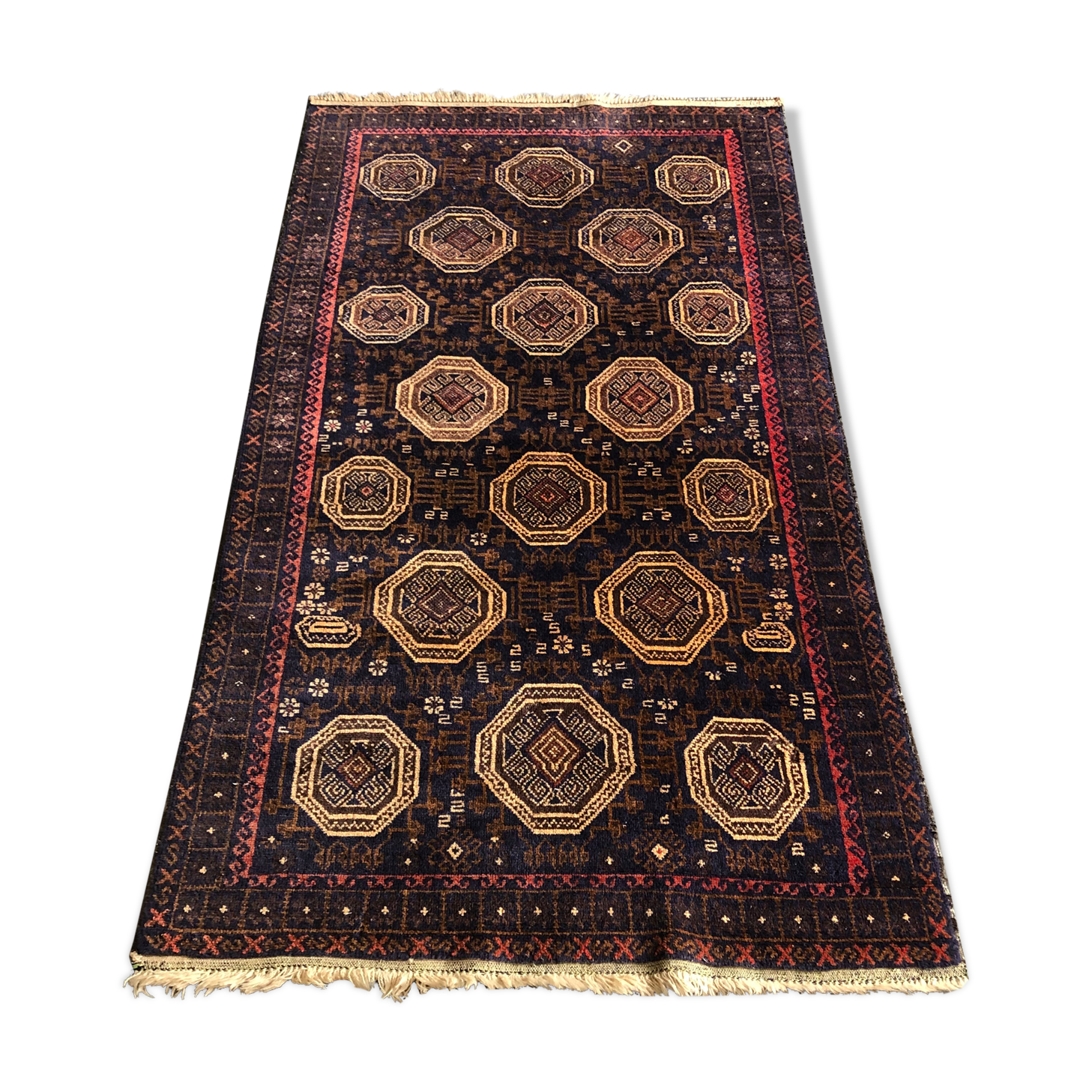 Old oriental carpet 111x195 - dominant blue