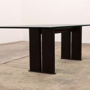Tito Agnoli for Matteo Grassi leather dining table and six chairs