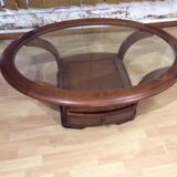 Table basse en merisier et verre