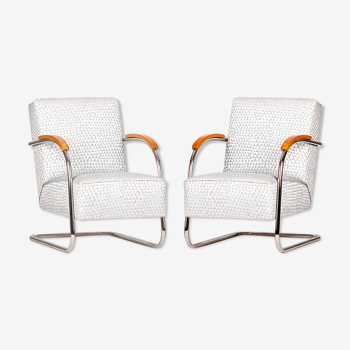 Tubular Steel Armchairs from Mücke-Melder 1930s, Set of Two