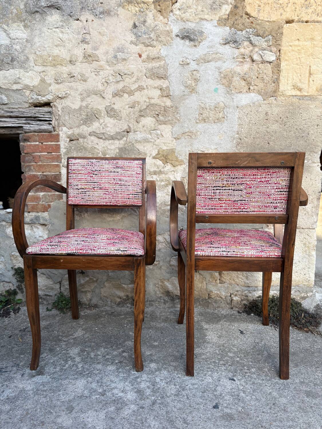 Pair of 1960s bridge chairs in Nobilis fabric