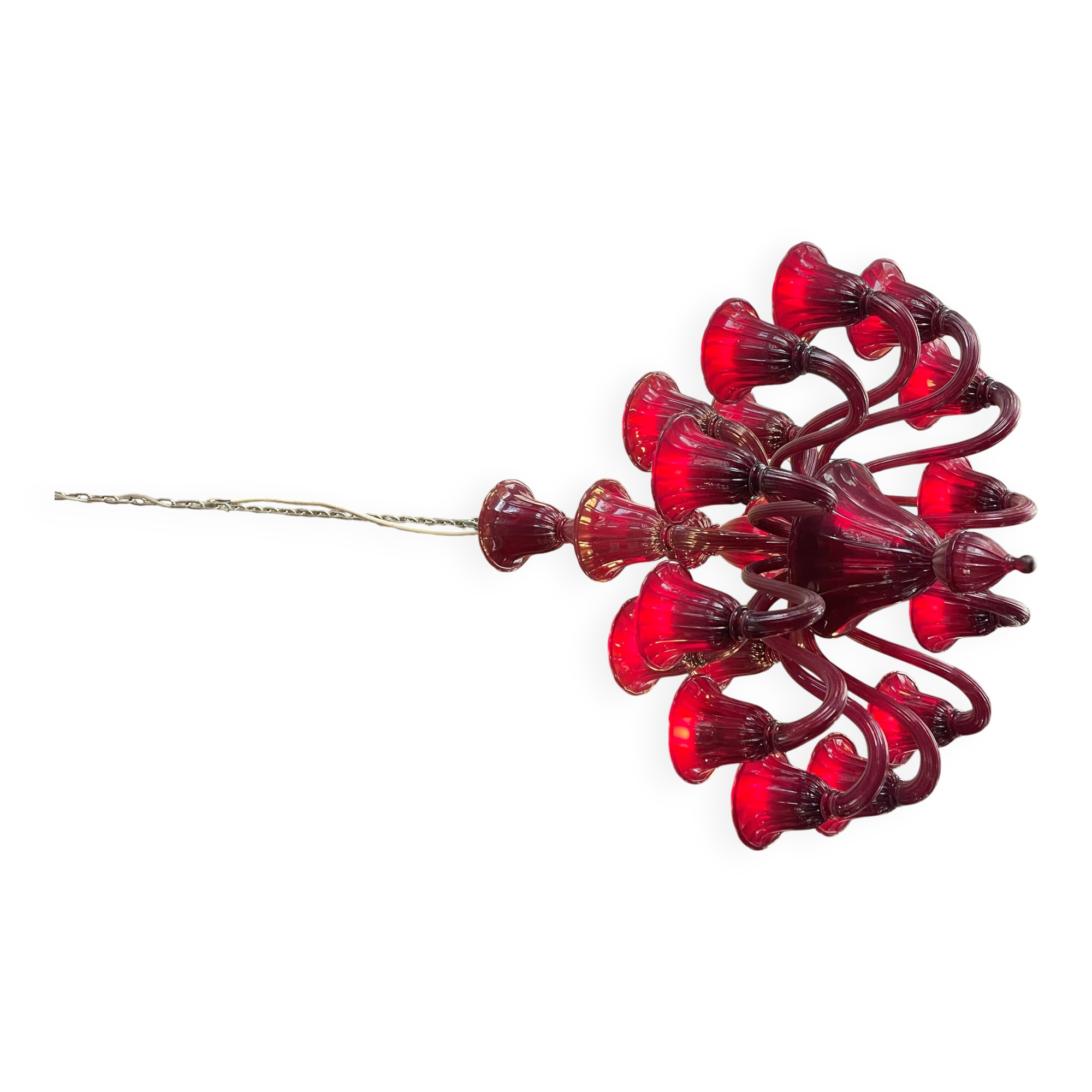 16-light red Murano glass chandeliers
