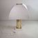Table lamp in brass and lacquered metal with a fabric shade by Romeo Rega, 1960s.