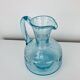 Pichet en verre bullé bleu vintage
