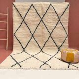 Thick white Berber carpet made of wool, BENI OUARAIN