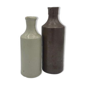 Duo of small stoneware bottles