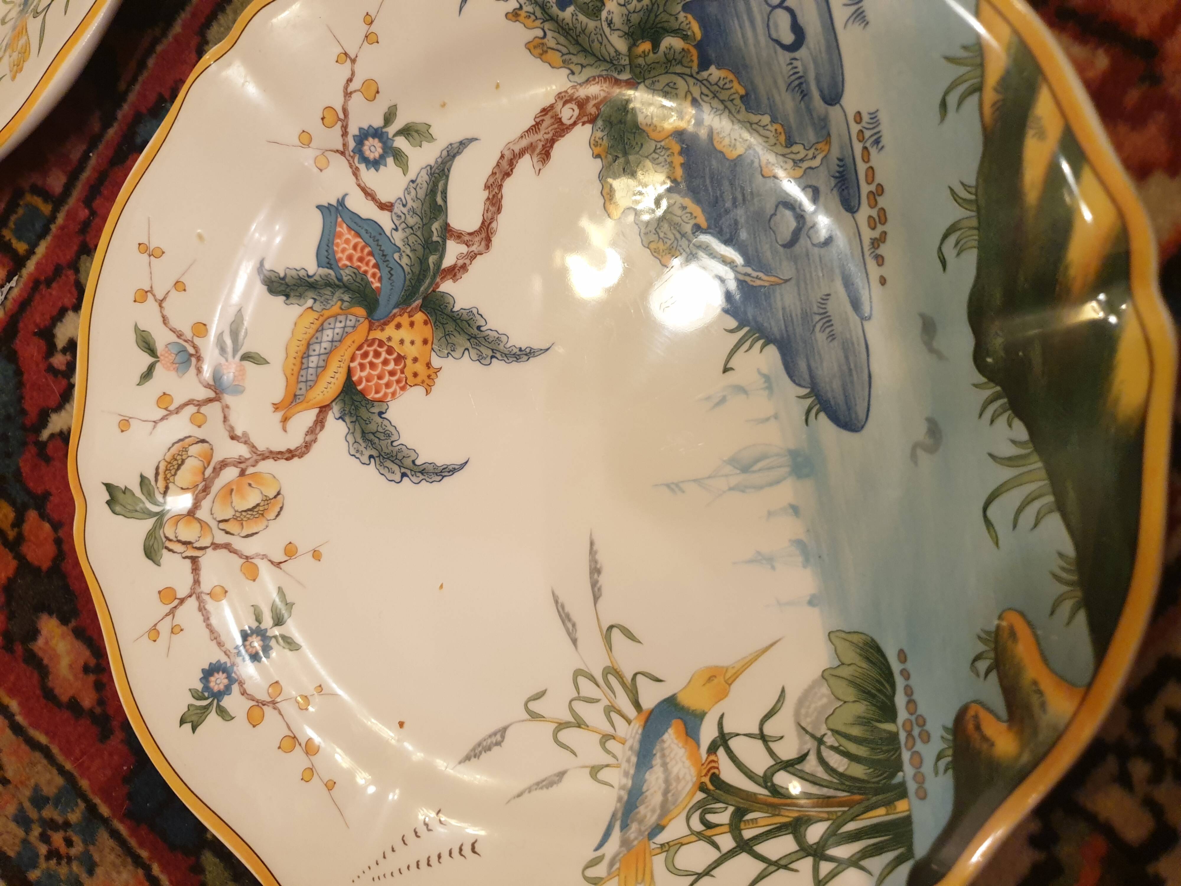 6 Gien France Caribbean dinner plates Magellan pattern Diameter: 22.5cm