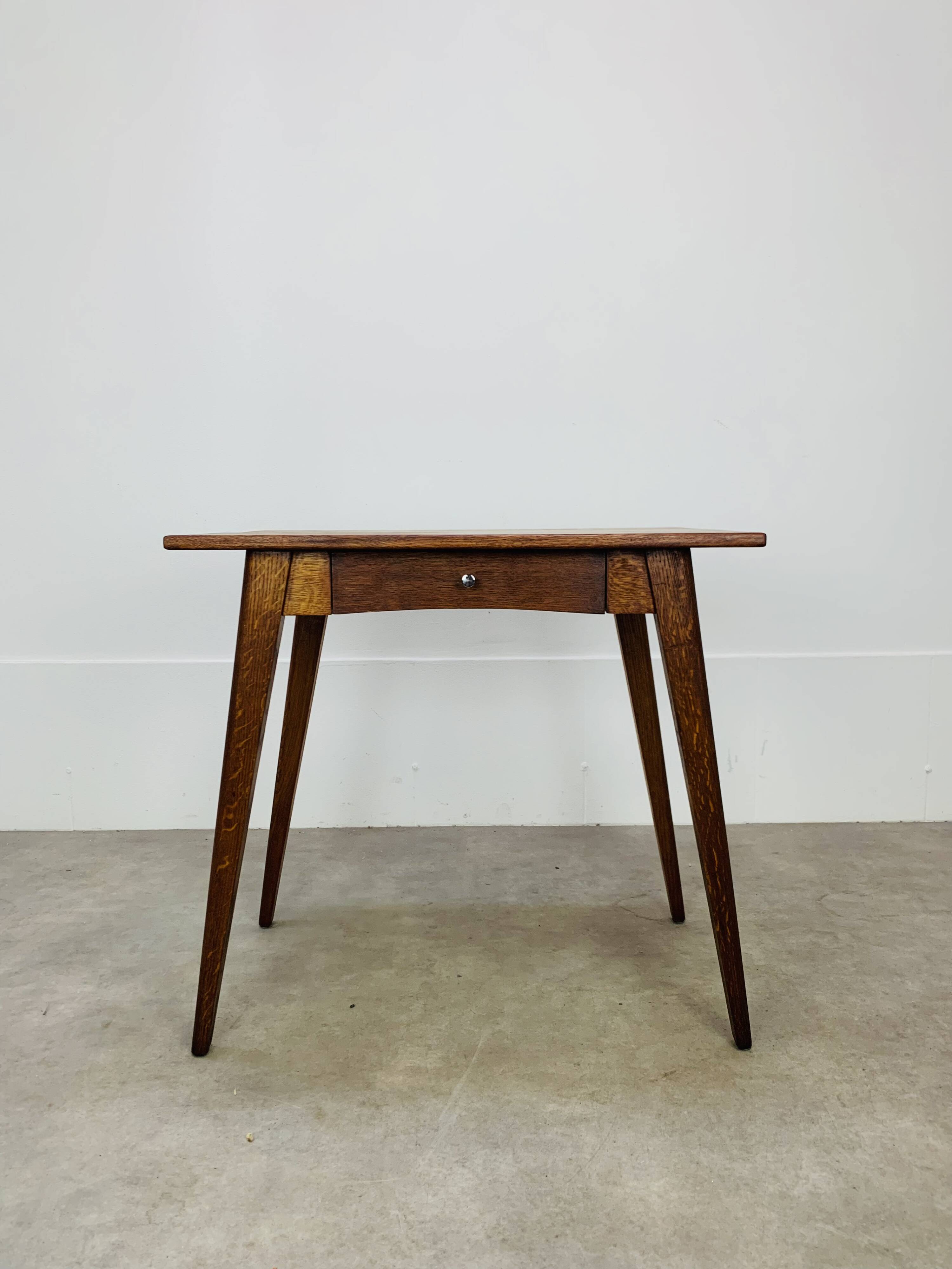 1950s oak desk, vintage, compass legs