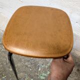 Tabouret en chrome et skaï marron
