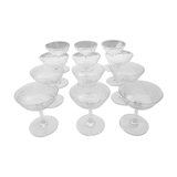 Set of 12 crystal champagne glasses 1930s