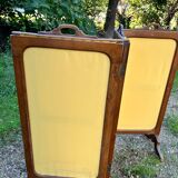 Antique fireplace screen – Solid wood & upholstered panels