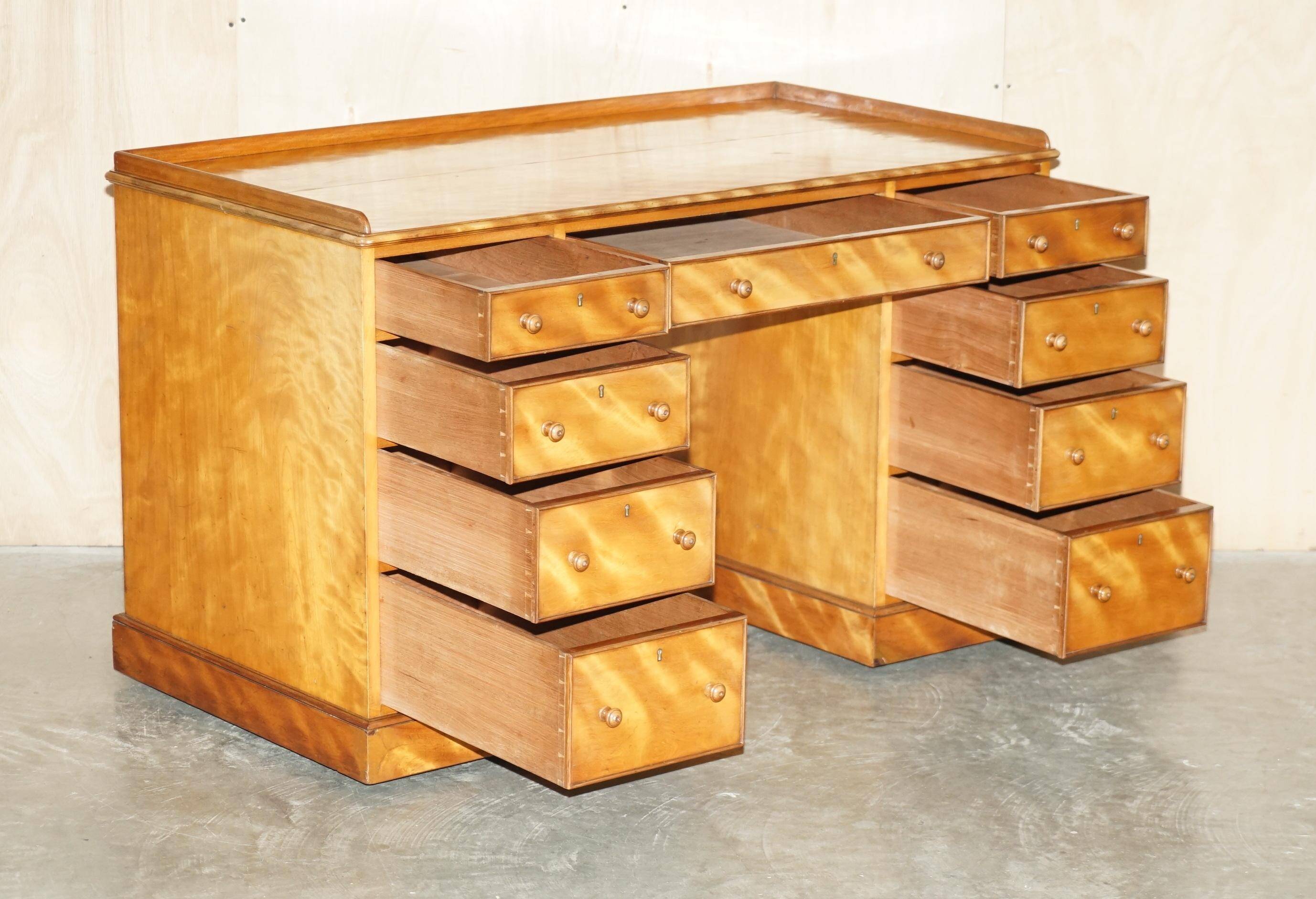 Victorian pedestal desk by Morris & Co circa 1880 in satinwood.