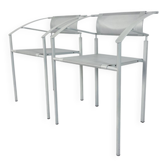 Vintage ‘Carrè VI’ metal arm chairs by Fly Line Italy 1990s