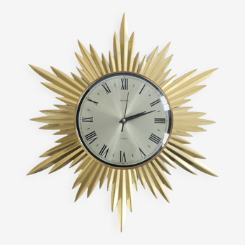 Vintage Mid-Century Gold Metamec Starburst Wall Clock, 1960s