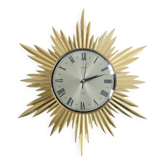 Vintage Mid-Century Gold Metamec Starburst Wall Clock, 1960s