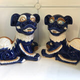 Vintage Chinese food dog ceramic Chinese blue and white dogs foo