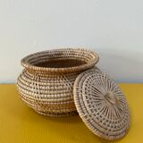 Vintage basket in braided rattan