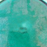 Set of 6 green plates in Barbotine faïence de Gien