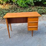 Bureau en bois pieds compas années 60