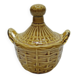 Bouteille Mini Dame Jeanne En Céramique Tressée Barbotine Majolique Vintage
