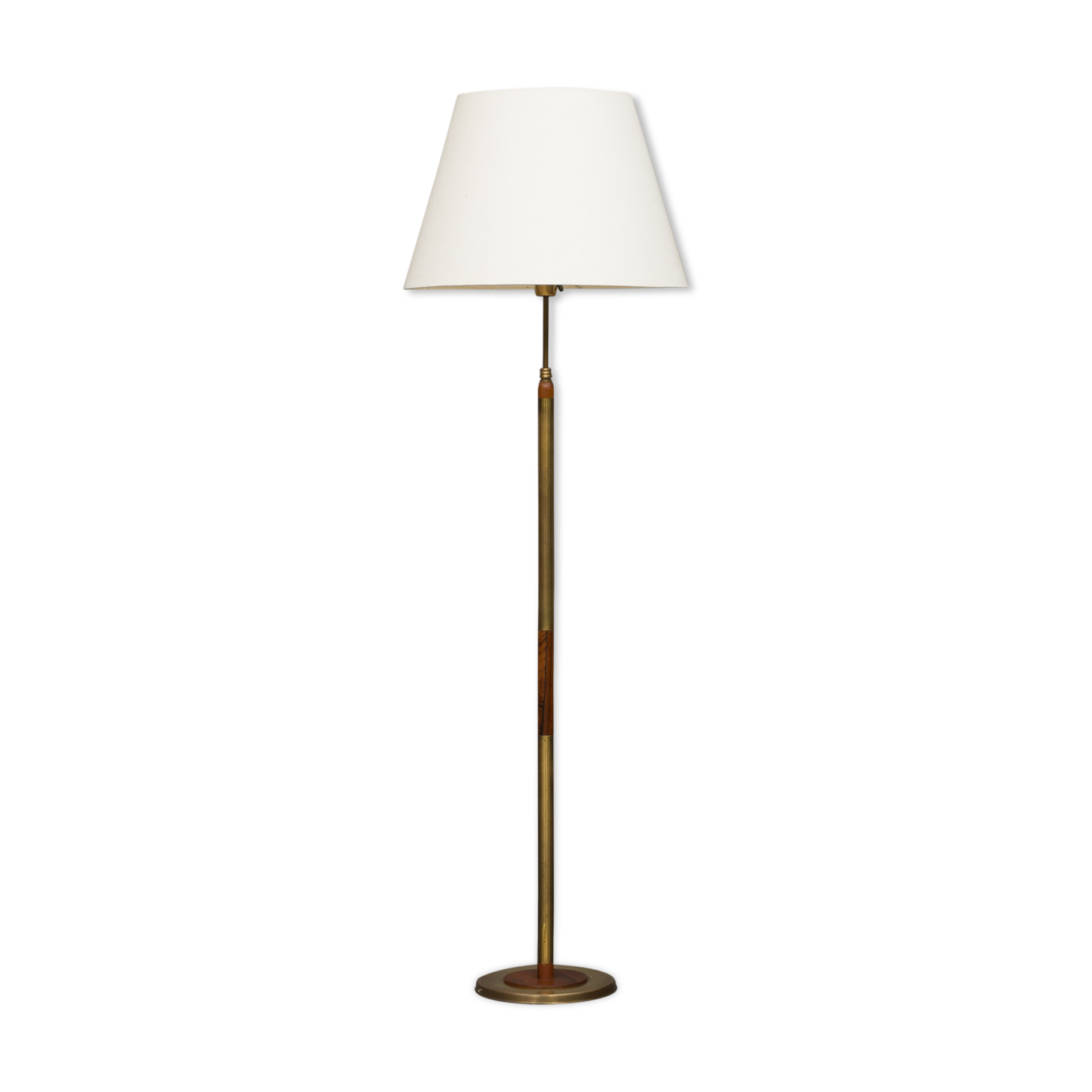 Brass and teak mid-century floor lamp