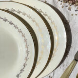 6 opaque porcelain dinner plates, Digoin model "Suzy"