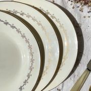 6 opaque porcelain dinner plates, Digoin model "Suzy"