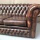 Four-seater chesterfield sofa brown
