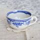 Antique blue and white earthenware teacup - Floral decoration