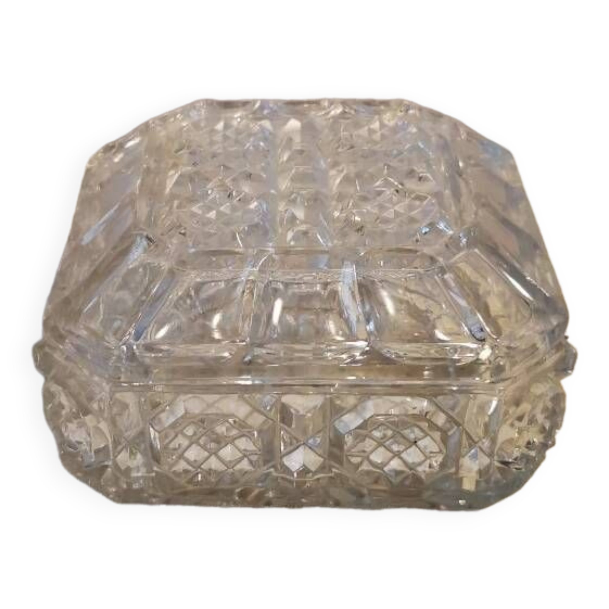 Vintage glass and crystal jewelry box