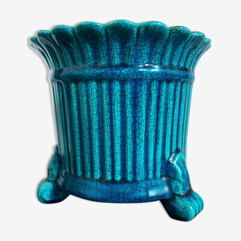 Cache pot en céramique turquoise
