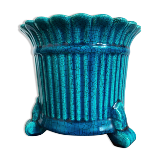 Turquoise ceramic pot cover