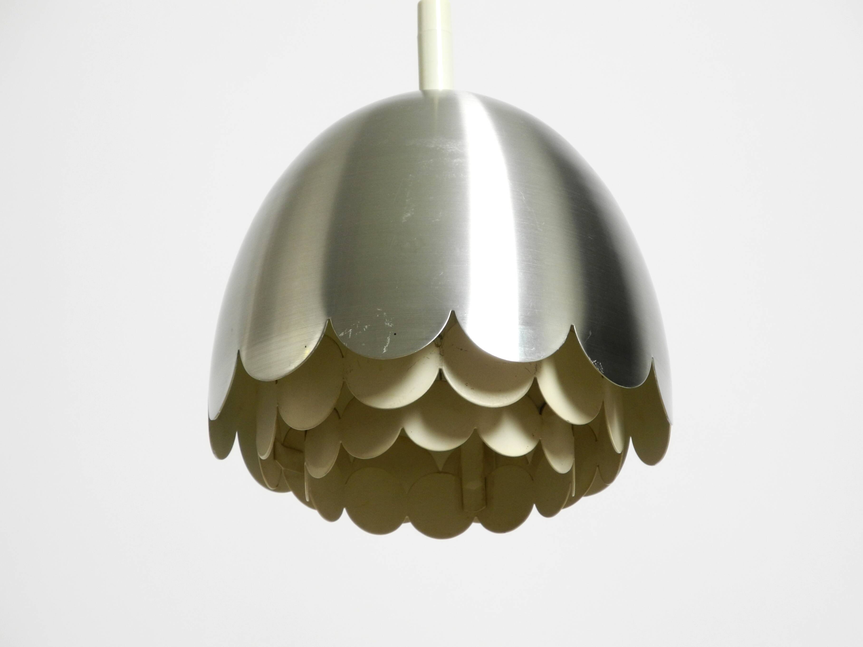 Small 1960s Space Age pendant lamp by Doria made of aluminum and metal
