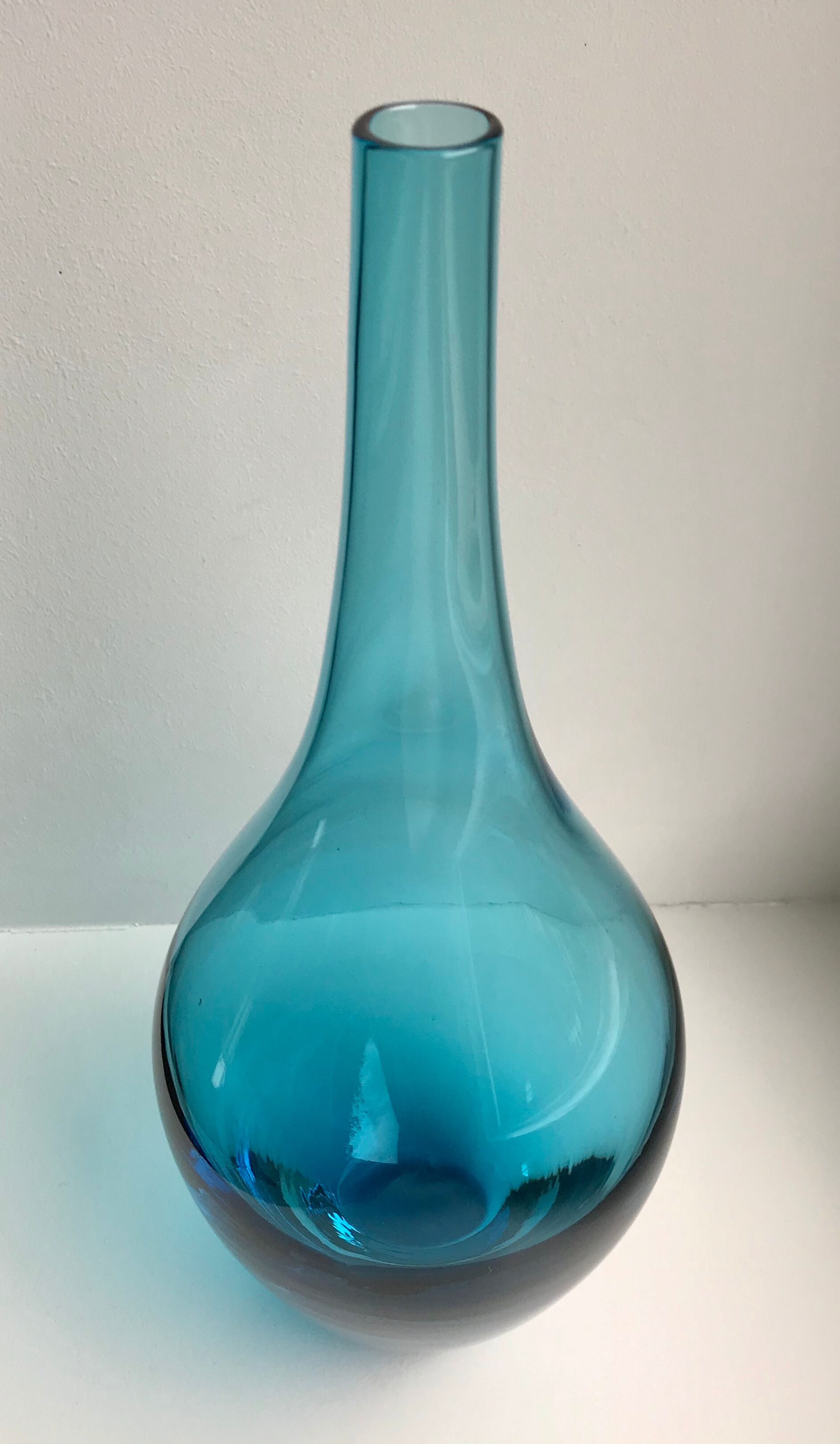 Soliflore / Italian decanter turquoise blue 70s
