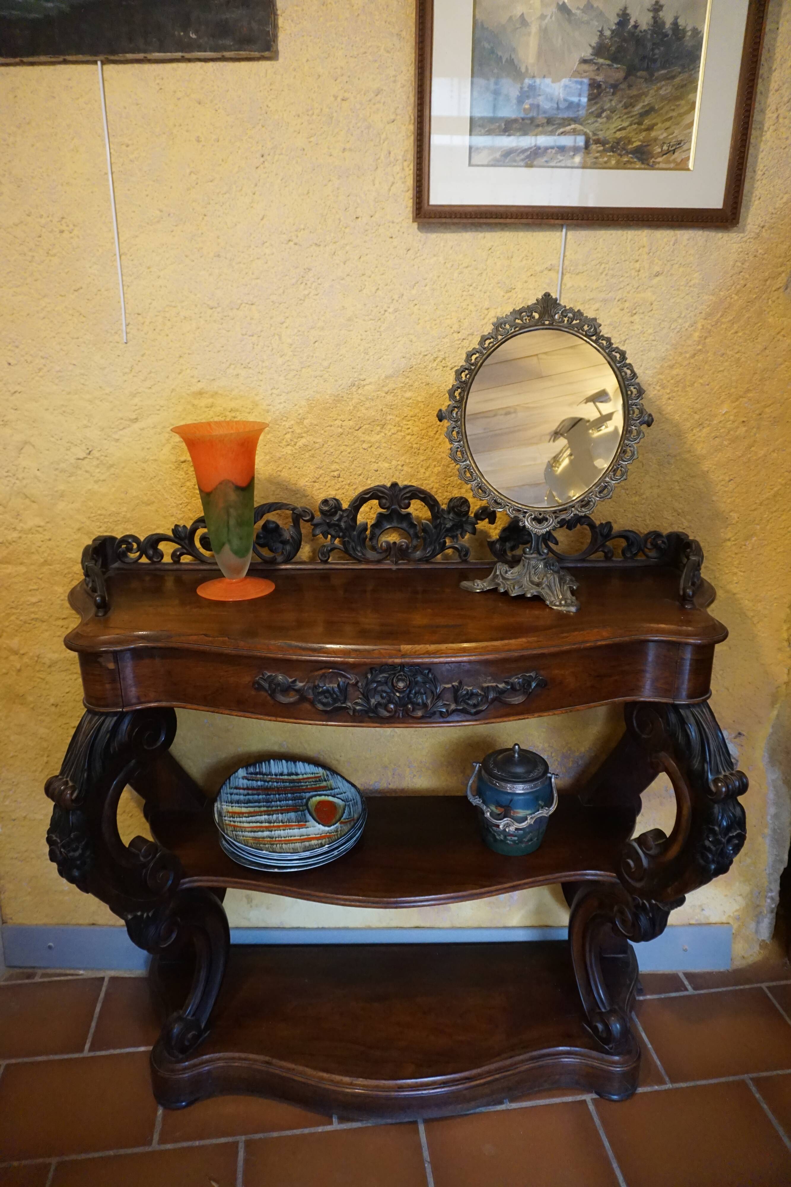 Mahogany console from around 1860.