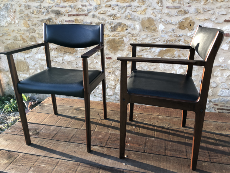 Pair of Scandinavian rosewood armchairs by SAX circa 60